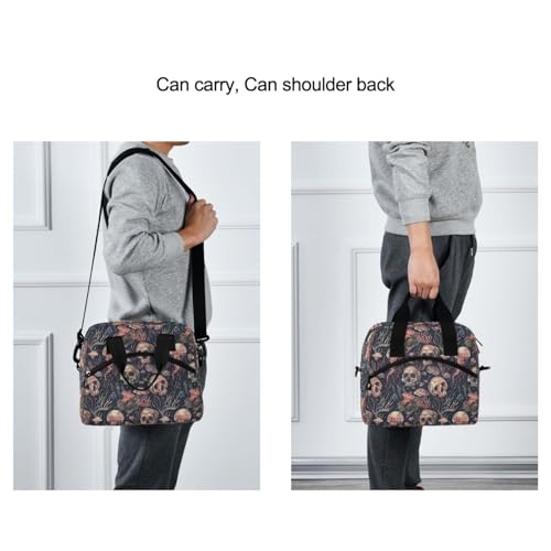 ALAZA Skulls and Jellyfish Insulated Lunch Bag Women Men Portable Reusable Cooler Lunch Tote Bag for Work Office Picnic College - color: Multi 06