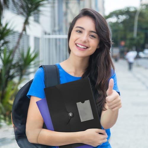 5 Pack 7 Pocket Accordian File Organizer, Expanding File Folder with Labels, Plastic Expandable File Folder for Documents Letter Size A4 Papers, Ideal for Home, Office Supplies, College Essentials