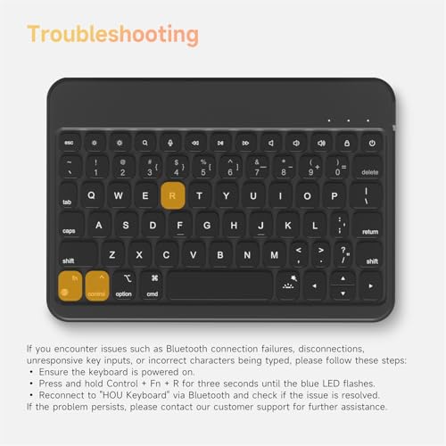 HOU Keyboard Case for iPad mini 7th/6th Generation, 156° Adjustable Stand, Detachable Full Protective Case, 11 Shortcut Keys, 7 Color Backlight, Silicone PU, Multifunction, Bluetooth,Black