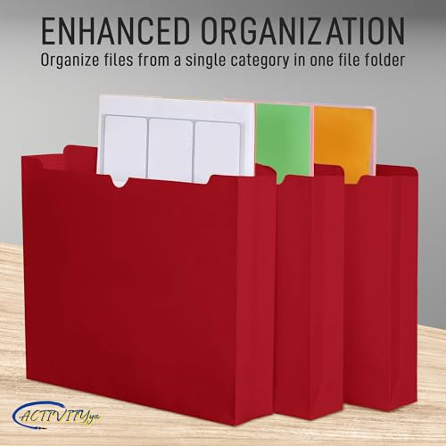 Red File Jackets, 2 Inch Expansion, Letter Size, Reinforced Straight-Cut Tab, 6 Pack - color: Red, style: 2 Inch Expansion