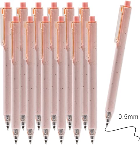 Premium Pink Gel Pens - Smooth Writing, Quick Dry, Set of 12 - Ideal for Journaling, Note-Taking, Art Supplies - color: Pink Black Ink