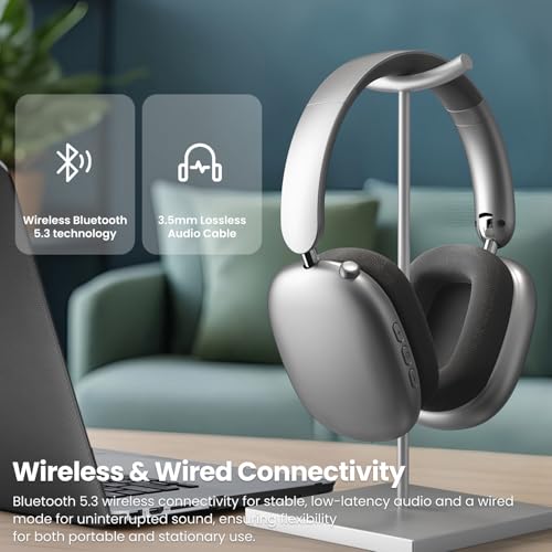 Wentronic Y01 Wireless Noise Canceling Headphones Bluetooth 5.3 Over Ear Headphones with Microphone, Hi-Res Audio, 48H Playtime, Foldable Comfortable Earpads,Compatible with iOS,Android,PC, Space Grey - color: Space Grey