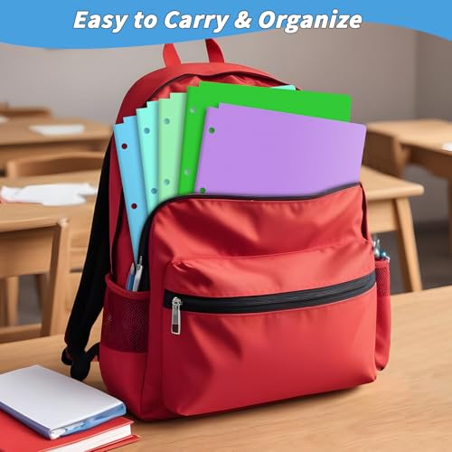 60 Pack Plastic Folders with Pockets 3 Hole Punched - Oleitodh 20 Colors 2 Pocket Folder with 2 Business Card Holder, Fit in 3 Ring Binder, Heavy Duty Folders for School Home Office & Business - style: 3 Hole Punched Style