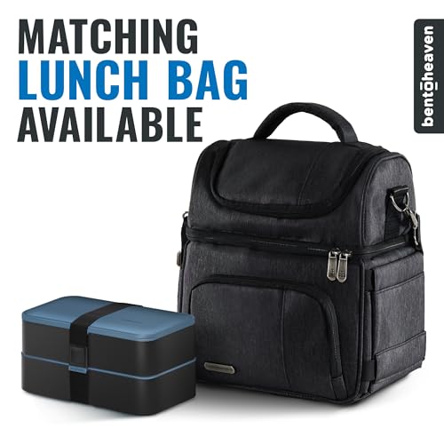 Bentoheaven Bento Box Adult, Stackable Lunch Box, 40 oz, Steel My Heart | BPA-free, leakproof and microwave-safe with 2 compartments, utensils, chopsticks, divider and sauce cup for men and women. - color: Steel My Heart