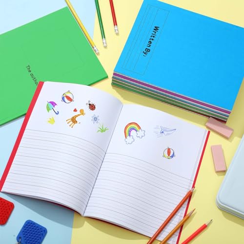 Henoyso 12 Pcs Primary Composition Notebooks k-2 for Kids, 120 Pages Draw and Write Journal Bulk for Kindergarten Classroom Preschool Teachers, Back to School Supplies (Red,Green,Blue,Purple) - color: Red, Green, Blue, Purple