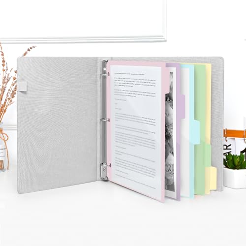 SKYDUE Binder Dividers with Tabs and Pockets – 5-Pack for 3-Ring Binders, Writable Tabs, Durable & Tear-Resistant, Pink - color: 1 Set Pink