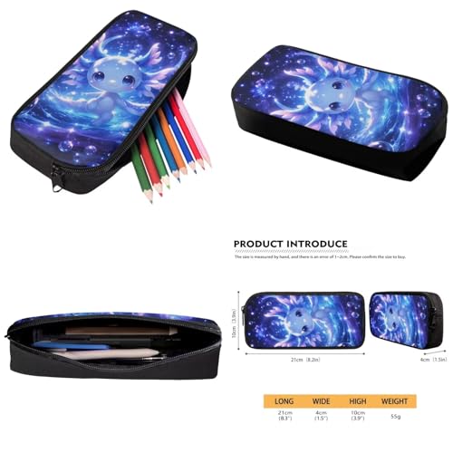 Blue Axolotl School Backpack Set of 3 with Lunch Box Pencil Case Large Capacity Bookbag with Compartments Portable Lunch Bag Gift for Girls Boys - color: Blue Axolotl-b