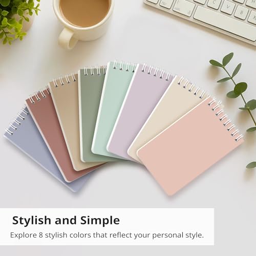 Taja Set of 8 Mini Pocket Notebook Top Spiral Nursing Notepads | Earthy Neutrals 3" x 5", Mini Little Spiral Notebook, Nursing Notepad, Perfect for Work, School, Office, Nurse, Travel - color: D.Earthy Neutrals