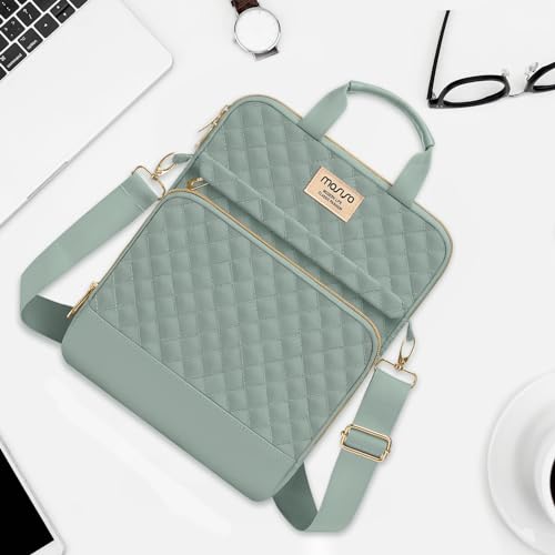 MOSISO 12.9 inch Tablet Sleeve Bag for iPad Pro 13 M4&iPad Air 13 M3 M2,iPad Pro 12.9 M2 M1 6/5,Surface Laptop Go 12.4,Galaxy Tab S8+/S9+ 12.4,Square Quilted Carrying Case with 2 Pockets,Antique Green - color: Antique Green, size: 12.9 inch