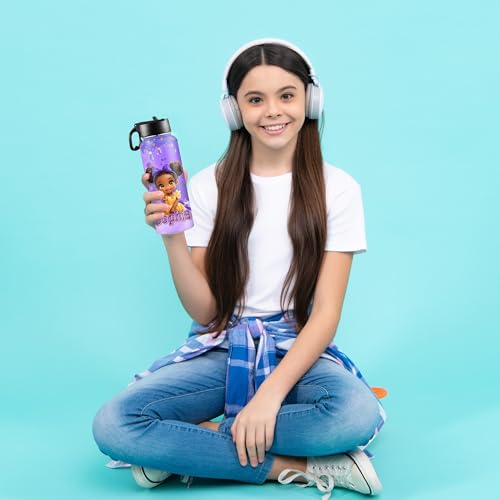 D-Story Custom Water Bottles Back to School Gift for Girls 18Oz Personalized Stainless Steel Double Wall Insulated Water Bottle with Straw Lid Customized Name Princess Bottles Daughter Birthday Gifts - color: Design 21