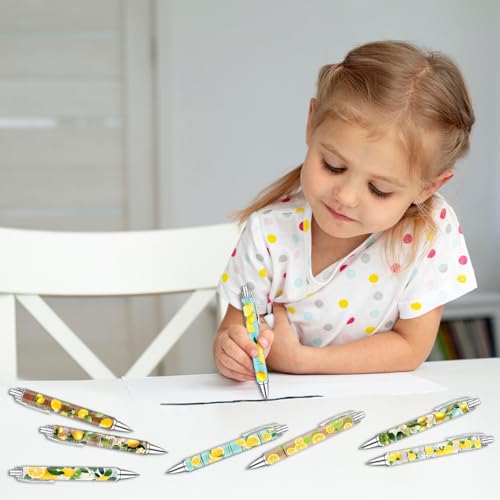 Idealmuzik Lemon Pens Set – Fun Citrus-Themed Pens for Girls, Students, and Stationery Lovers – Smooth Writing Ballpoint Pens for School, Journaling, or Gifts – Bright and Cheery Design, 8 Pack - style: Lemon