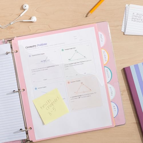 U Brands 5 Tab Poly Binder Dividers with Pocket, Pastel Drift, 3-Hole Punched, 10 Blank Labels, Transparent Pocket, Durable No-Tear - color: Pastel Drift