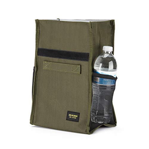 2nd Childhood Insulated Lunch Bag for Men, Durable & Reusable, Green | Slim lunch bag with carry handle, two mesh side pockets and a back slip pocket; insulated liner keeps food cool - color: Green