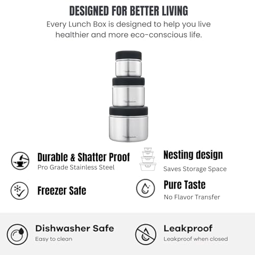 Modaniam Travel Stainless Steel Lunch Containers, Food Jar Travel Containers, Snack Containers, Portable Metal Lunch Box For Yogurt, Oatmeal, Leak Proof, Vanilla - Set of 3 8OZ+16 OZ+ 24 OZ - color: Vanilla: Set of 3 Canisters 8OZ + 16 OZ + 24 OZ