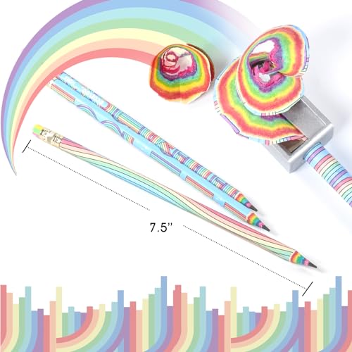ECOTREE Pencils #2 Pre-Sharpened Pencils for Kids Cute Rainbow Pencil Number 2 Pencil for School, Writing, 12 Count