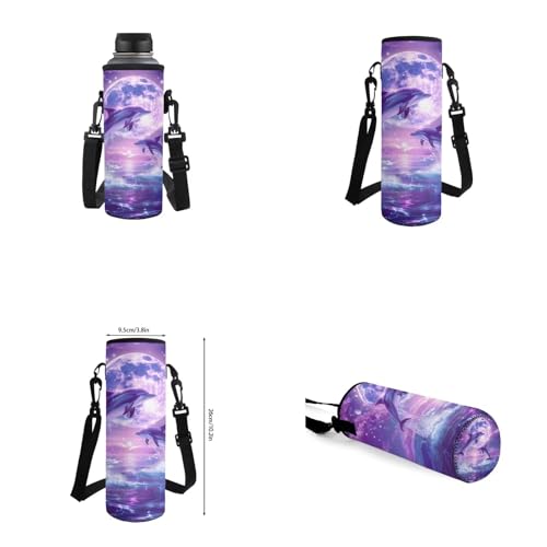 Dolphin Backpack for Girls Kids Backpack with Lunch Box Water Bottle Pouch and Aesthetic Pencil Case 4PCS Set Bookbag with Front Pocket for School Teens 17 inch Large Elementary School Bag - color: Aesthetic Dolphin