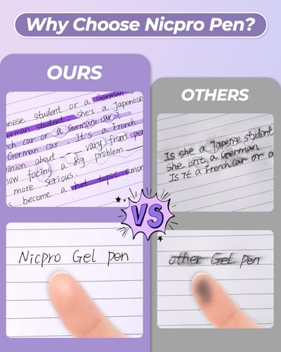 Nicpro 22PCS Pastel Gel Ink Pen Set, Cute Retractable Aesthetic Pen and Pencil, 13 Black Ink Pens with 2 Highlighter, 2 Mechanical Pencil 0.5 0.7mm, Smooth Writing Pens for School, Office(Purple) - color: Purple
