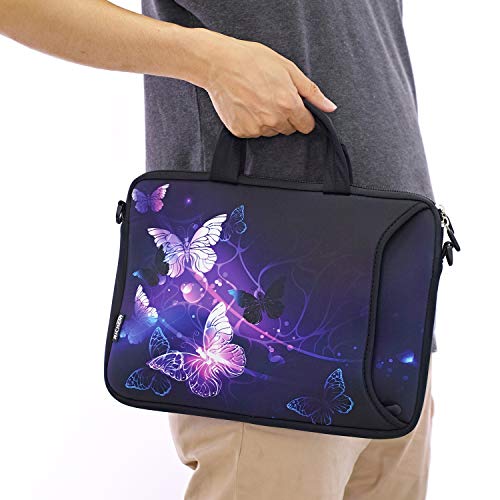 RICHEN 14 15 15.4 15.6 inch Laptop Shoulder Bag Notebook Handle Sleeve Neoprene Soft Carrying Travel Case with Accessories Pocket (14-15.6 inch, Butterflies) - color: Butterflies, size: 14-15.6 inch
