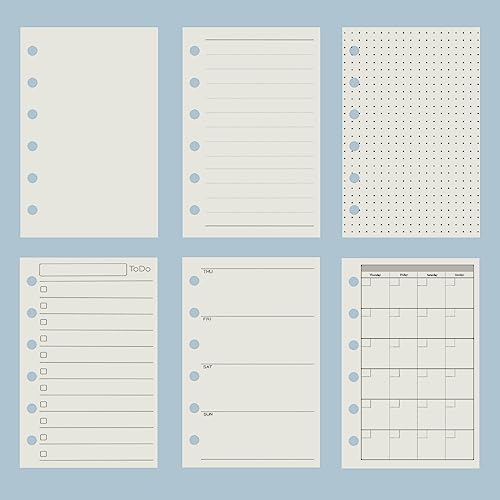 Harphia A7 6 Hole Binder Refill Value Set, 90 Sheets Weekly Plan Loose Leaf Paper with Sticker and Divider, Week Planner Inserts for A7 Binder - color: Week Paper Set, size: A7