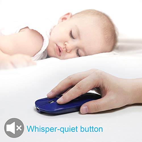 FENIFOX Bluetooth Mouse Slim, Whisper-Quiet Mini Flat Portable Mobile Mice Rechargeable Compatible with Laptop,PC,Android Windows Tablet (Deep Blue) - color: blue