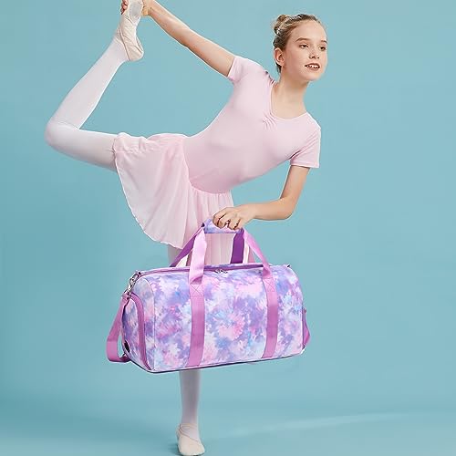 Jumpopack Duffle Dance Bag for Girls - Ballet, Gymnastics & Sports - Sleepover & Overnight Bag with Shoe Compartment,Tie Dye Purple - color: Tie Dye Purple