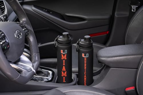 Miami Water Bottle - Black Double Walled Stainless Steel 24 oz Keeps Drinks Cold or Hot - color: Miami - Black