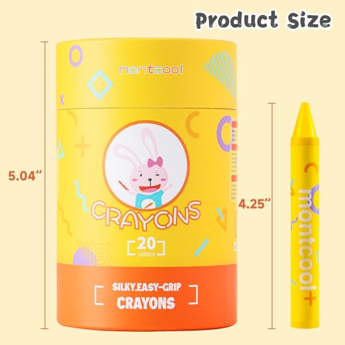 montcool 2 Pack Jumbo Crayons Set (40 Pieces, 20 Colors), Washable Non Toxic Easy to Hold Large Crayons - color: 20 Colors