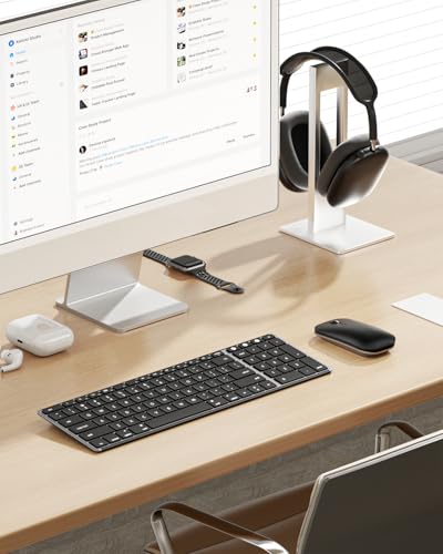 seenda SKM64-2 Bluetooth Keyboard and Mouse Combo for Mac, MacBook and iPad | 3-device Bluetooth switching, rechargeable, quiet keys/clicks, compact slim design for office and home use, Black & Gray - color: Black & Gray