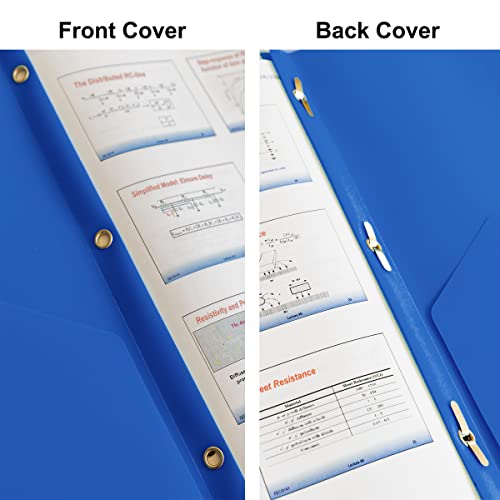 Youngever 6 Pack Heavy Duty Plastic Two Pocket Folders with 3 Prongs, Metal Prongs Fastener, Heavy Duty Plastic 2 Pocket Folder (Dark Blue) - color: Dark Blue