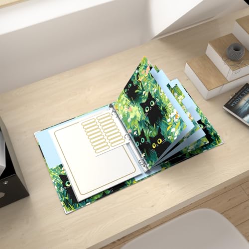 Rouidr 3 Ring Binder with clipboard, 1 inch 8.5 x 11 in Letter Size View Binders Organizer with Dividers Tabs & Clear Sleeves, School Supplies, Office Supplies - color: Black Cats, size: 1in(Letter Size)