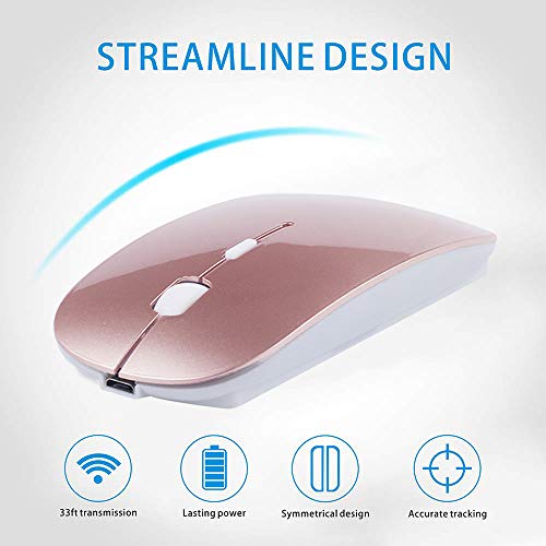 KLO Bluetooth Mouse for MacBook/Laptop/Notebook/pc/iPad/Chromebook, Wireless Mouse for MacBook Pro/AIR (Rose Gold/White) - color: Rose Gold/White