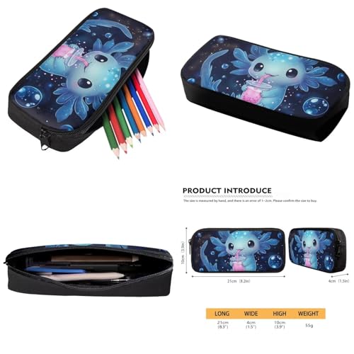 Blue Axolotl Kids Backpack Set 3Pcs with Lunch Bag Pen Bag Set Portable Lunch Bag Multifunctional Pencil Case Lightweight Casual Daypacks for Elementary School Students - color: Blue Axolotl