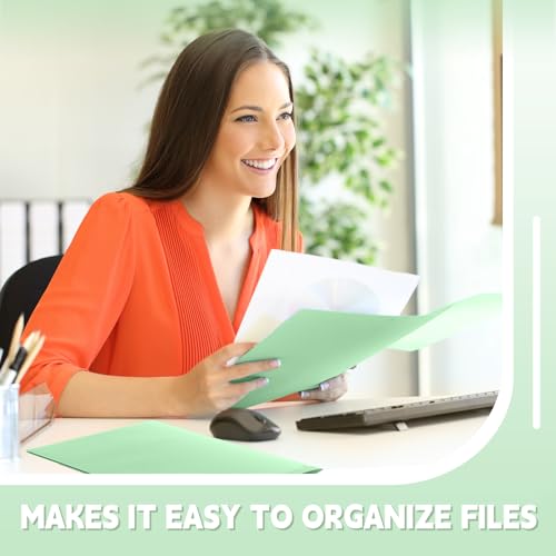 Henoyso 60 Pack Plastic Folders with Clear Front Pockets Bulk Heavy Duty File Folders with 2 Pockets and Card Slot for Student Teacher Back to School Supplies Office Presentation (Light Green) - color: Light Green