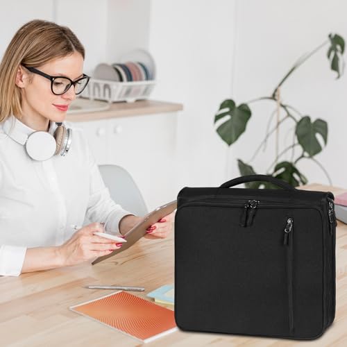 2 Inch 3 Ring Zipper Binder with 500 Sheet Capacity, 6 Tab Expanding File Folder, Multi-Pocket Design, Shoulder Strap and Handle for Middle School and Office (Black) - color: Black