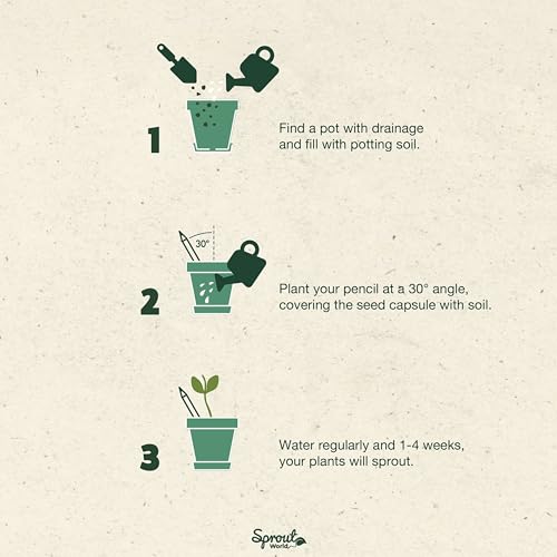SproutWorld Pencils Spread The Love Edition, 8 Pack with Plantable Seeds | Plantable graphite pencils with flower, herb and vegetable seeds, heartwarming quote gift, for writing, drawing and planting