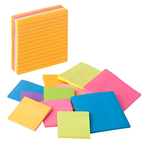 Mr. Pen- Sticky Notes Set, 15 Pack, 2"x2", 3"x3", 4"x4", 600 Sheets | Lined & Blank Notes, Self-Stick Sticky Pads for Bible Study, Office, School, Planning, Journaling & Organization - size: 3x3 inches