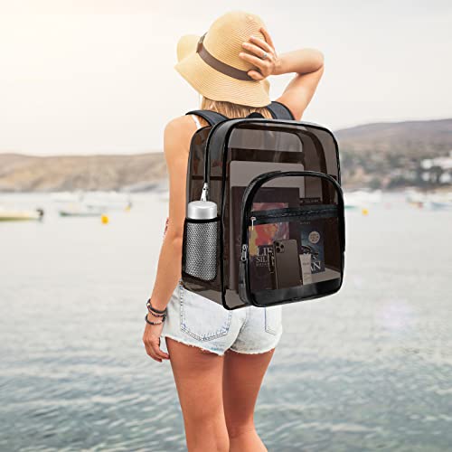 Clear Backpack,Sturdy Shape Heavy Duty Large Clear Backpack - color: A-black