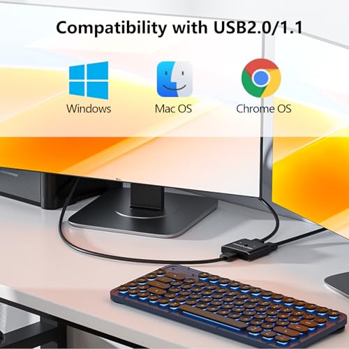 USB 3.0 Switch Bi-Directional - USB3.0 Switcher 2 in 1 Out or 1 in 2 Out 2 Computers Share, Plug & Play Aluminum USB Selector | Splitter Sharing Devices for Mouse Keyboard Printer Scanner - color: Black