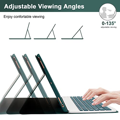SOPPY Bluetooth Keyboard Case with Mouse for iPad 9th Gen 2021, 8th Gen 2020, 7th Gen 2019 10.2", Air 3 & Pro 10.5", Detachable Wireless Keyboard, Slim Protective Cover, Rechargeable, Dark Green - color: Dark Green, size: 10.2 & 10.5 inch