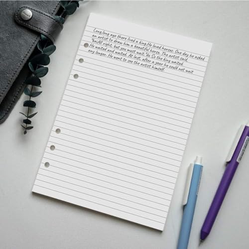(5 Pack) A5 Lined Refills Paper for Filofax Planner/Binders/Organizer, 6 Hole Punched, Total 500 Sheets/1000 Pages, 100gsm, White, 5.8 x 8.2 Inch Filler Paper - size: 500 Sheets