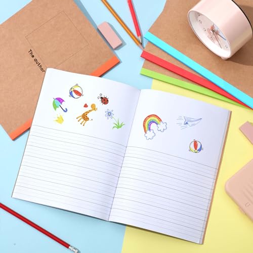 Henoyso 10 Pcs 120 Pages Primary Composition Notebooks K-2, Primary Journal Grades K-2, Writing Journal Practice Notebook for Kids in Preschool, Kindergarten, Back to School Supplies (Rainbow) - color: Rainbow