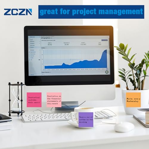 ZCZN 400 Sheets Pop-up Sticky Notes, 3 x 3 Inches, 4 Pads Bright Color Self-Stick Notes, 100 Sheets/Pad, Pink - color: Pink