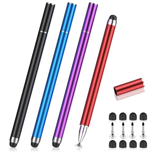 MEKO 4 Pack Stylus Pens for Touchscreens, 2-in-1 High Sensitivity&Precision Capacitive Stylus Pens for iPad iPhone Android Smartphone Tablets All Touchscreen Devices(4 Stylus + 12 Tips) | 4 Pack, 2-in-1 High Sensitivity, Capacitive Stylus Pens for iPad iP