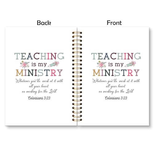 Bible Teacher Spiral Notebook Journal, Christian Teachers Gifts Journal for Notes Planning, Colossians 3:23 Bible Study for Notes Planning, Teacher Gifts for Women, 5.5 X 8.3 Inch - color: Christian