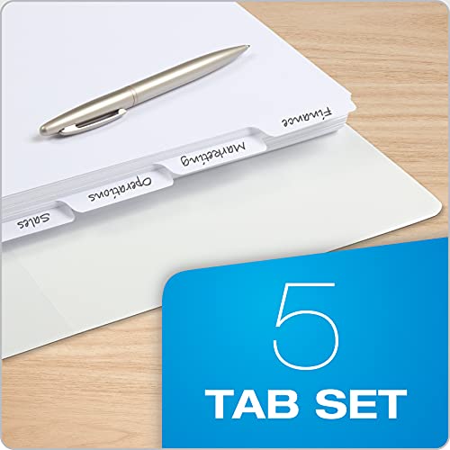 Oxford Blank Write On Binder, 1/5 Cut Tabs, 3 Hole Punch Dividers in 5 Tab Sets, 100-Dividers, 20 Sets, White (89981) (Pack of 5) - size: 5 Tab (Pack of 5)
