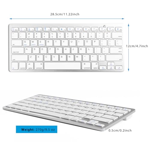 Wireless Bluetooth Keyboard for Apple iPad iPhone Samsung Phone Smartphone Tablet Portable Keyboard for Compatible iOS/Windows/Android System Devices (White)