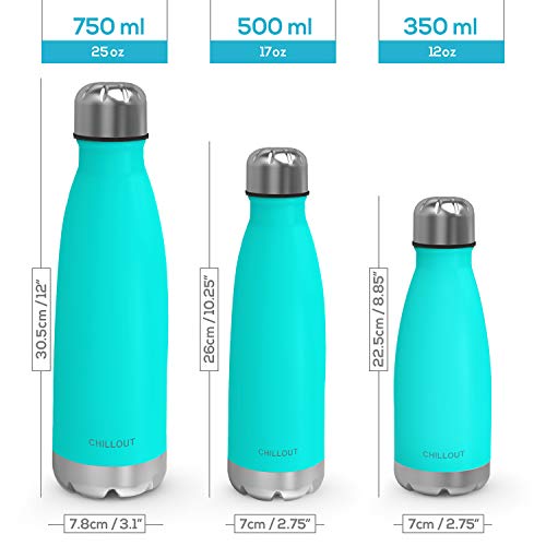 CHILLOUT LIFE 12oz Kids Insulated Stainless Steel Water Bottle, Leak Proof | Small Metal Water Bottle, Keeps Drinks Cold 24H & Hot 12H, Leak-Proof Screw Lid, Perfect for School, Travel & Sports - color: Aqua Blue