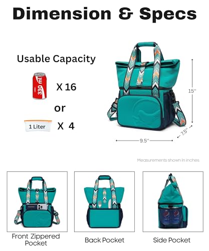 SUNNY BIRD Dual Compartment Lunch Bag Insulated Lunch Box for Women and Men (Turquoise Green) - color: Turquoise Green