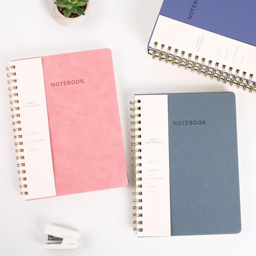 Spiral Notebook - 7.24" x 10" College Ruled Journal with Inner Pockets and 180 Pages, PU Leather Cover Business Journal, Twin-Wire Binding Notebook Perfect for Office & Home School Supplies ReefBlue - color: 001-Reef Blue-1pack, size: B5-180 pages