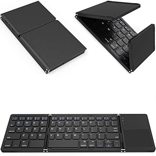 Slim Foldable Wireless Keyboard Compatible with OnePlus Open with TOUCHPAD Mouse Fully Universal Providing 48H Use, 560 Days Standby, Portable, Compact, Tri-Fold, Rechargeable!